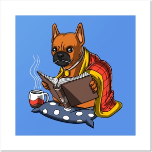 French Bulldog Book Reading Dog Posters and Art